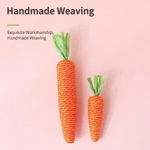 Handmade paper rope carrot-shaped chew toy for cats, durable and interactive pet accessory