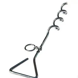 Durable galvanized steel spiral dog ground stake anchor for outdoor pet tie-out