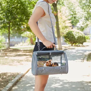 Borsa trasportino portatile per animali con finestra trasparente e tracolla regolabile