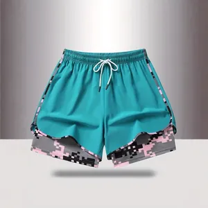 Pantaloncini Sportivi da Donna a Doppio Strato Con Tasca Coulisse Vita Elastica Poliestere Spandex Casual Pantaloncini da Palestra