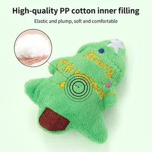 Interactive Christmas tree plush cat toy with premium soft PP cotton filling detail