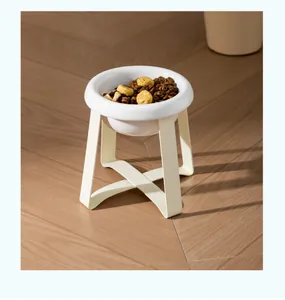 Ciotola per animali rialzata in ceramica con elegante supporto in metallo a X