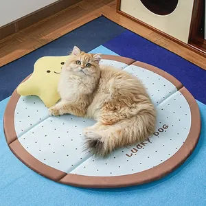 Waterproof Round Pet Mat For Cats And Small Dogs Polka Dot Design With Star Pillow Starry Folding Breathable Pet Bed Cushion