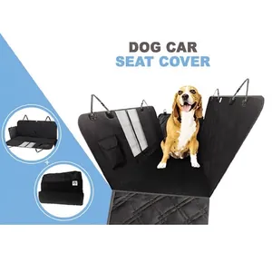 Waterproof dog car seat cover with mesh window, includes two straps and a blanket