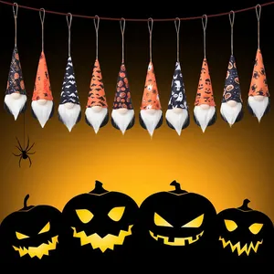 Halloween faceless gnome ornaments with festive hat patterns for party hanging decor