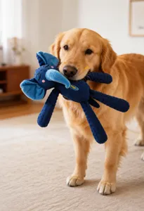 Gioco sonoro per cani in peluche a forma di elefante blu resistente per il morso