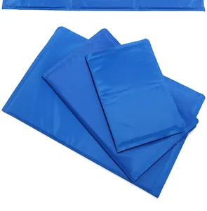 Set of multi-size blue pet cooling gel pads for summer heat relief and comfort.