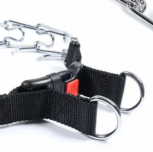 Detalle de un collar de adiestramiento para perros con hebilla de liberación rápida