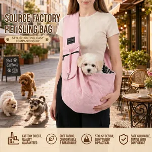 Portable Quilted Polyester Pet Sling Carrier For Small Dogs Cats Large Capacity Foldable Single Shoulder Travel Bag