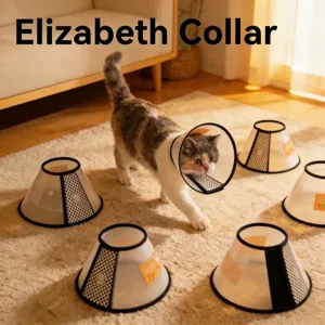 Waterproof Pet Elizabeth Collar For Dogs Cats Protective Recovery Cone Anti-Lick Wound Healing Neck Shield Adjustable Plastic Transparent Medical Neck Guard