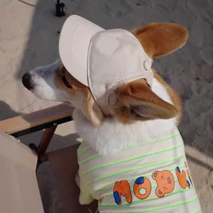 Cappello da Baseball Regolabile per Cani in Cotone Con Fori per Orecchie per Cani Piccoli Protezione Solare Esterna Stile Coreano