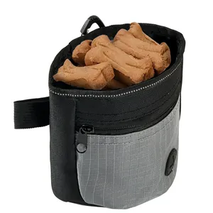Tragbare grau-schwarze Hundetrainingstasche mit Magnetverschluss und Hundesnacks