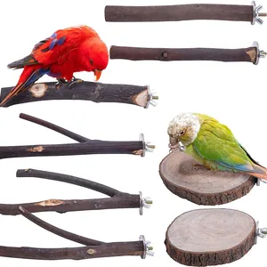 Natuurlijk Houten Vogelperches Set Voor Papegaaien Gevorkte Takken Ronde Platformen Kooi Accessoires Voor Nagel Slijpen Kauwspeelgoed