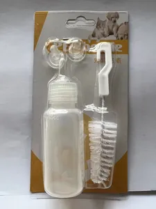 Complete pet nursing kit with 60ml scale bottle, cleaning brush, and extra nipples