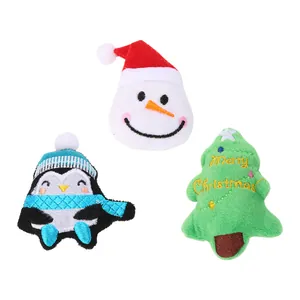 Christmas plush cat toy set featuring snowman penguin and tree designs for pets