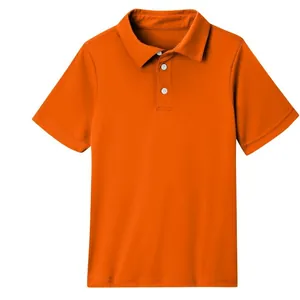 Bright orange kids short sleeve polo shirt in soft and breathable cotton fabric