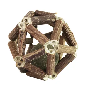 Natural Silvervine and Catnip Ball Toy for Cats' Teeth Cleaning and Entertainment.