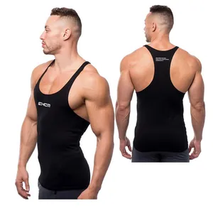 Men Muscle Fitness Tank Top Racerback Stringer Stretchy Breathable Gym Training Vest Top Polyester Printed Sportswear