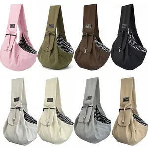 Portable pet sling carrier bag for small dogs and cats, breathable soft fabric, 8 colors