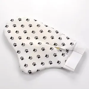Professional pet bathing and deshedding glove with cute paw print pattern for cats and dogs