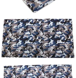 Detailed macro view showing the blue camouflage pattern on the pet gel cooling mat