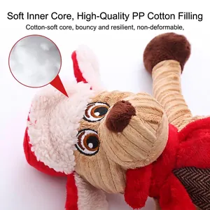 Christmas Reindeer Plush Dog Toy with soft PP cotton filling and durable plush texture