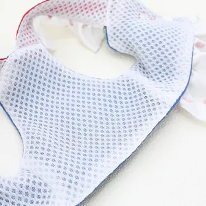 Breathable honeycomb mesh lining of white pet harness dress for small dogs and cats