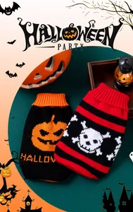 Maglioni lavorati a maglia per Halloween con zucca e teschio per cani e gatti