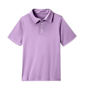 Classic purple kids short sleeve polo shirt in breathable solid color cotton fabric