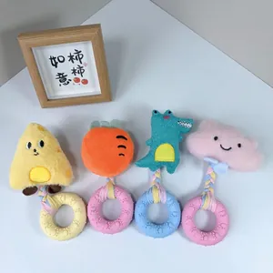 Giocattolo di Peluche Sonoro per Animali Domestici Motivo Formaggio Carota Coccodrillo Anello da Masticare per Cani Sollievo dalla Noia Giocattolo Interattivo