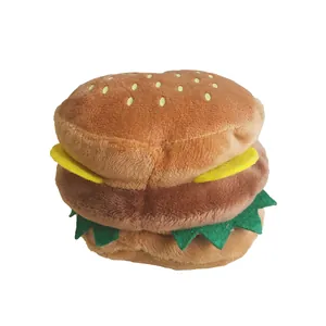 Jouet sonore en peluche pour chien en forme de hamburger avec texture douce et design