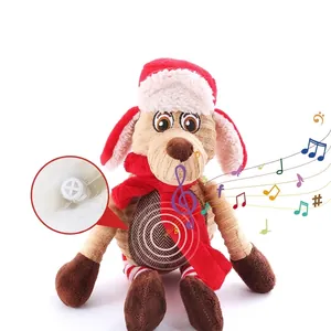 Squeaky Christmas plush dog toy with elk features for interactive play and sound effects