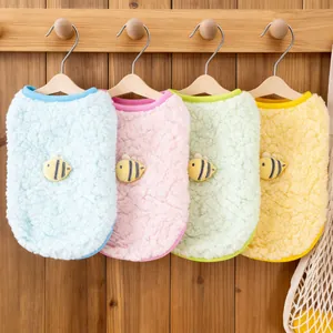 Honigbiene Korallenvlies Haustier Weste Für Hunde Katzen Herbst Winter Warm Welpen Kleidung Weich Cartoon Biene Bestickt Hundepullover