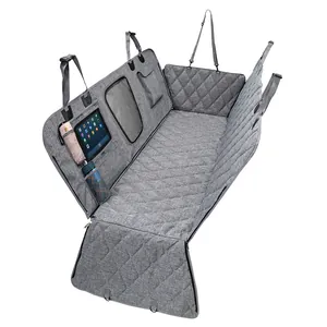 Waterproof 4-in-1 pet car seat cover for back seat with mesh window and storage pockets