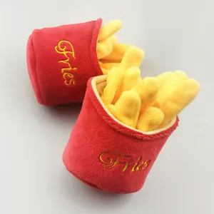 Giocattolo cigolante in peluche per cani a forma di patatine fritte per il divertimento