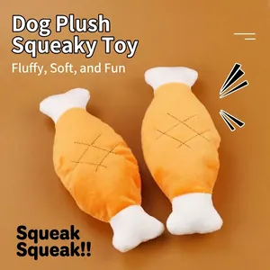Juguetes de peluche para perros con forma de muslo de pollo y sonido para juego interactivo