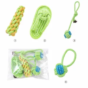 Durable 4-piece cotton rope dog toy set for aggressive chewers, teething relief toys