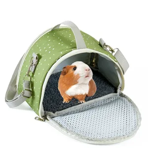 Green polka dot small pet carrier bag for hamsters, guinea pigs and chinchillas