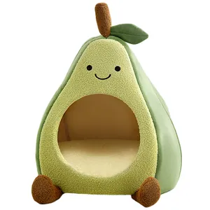 Cuccia in peluche ultra morbida a forma di avocado semi-chiusa per gatti e cani di piccola taglia