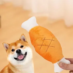 Juguete de peluche realista con forma de muslo de pollo para perros y juegos