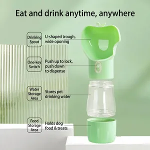 Draagbare 2-in-1 drinkfles en voerbak voor honden voor wandelen en reizen buitenshuis