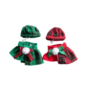 Christmas plaid pet hat and collar set for cats and dogs festive holiday dress-up