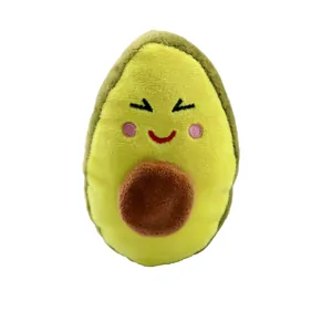 Weiches Avocado-Plüsch-Quietschspielzeug mit süßem Smiley-Gesicht für Hunde und Katzen