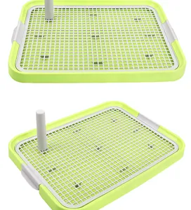 Detailed view of large dog toilet tray with mesh grid and fire hydrant column