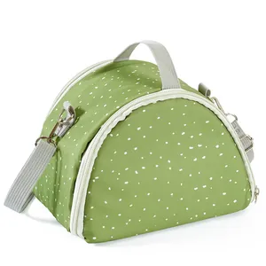 Portable green polka dot small pet carrier bag for hamsters and hedgehogs travel use