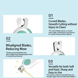 Pet nail clipper for cats and dogs with sharp stainless steel curved blades