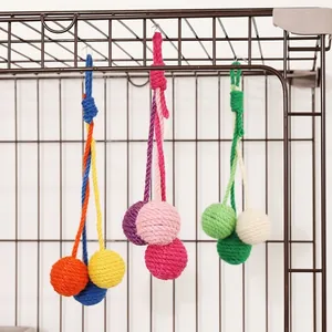 Set of 3 hanging sisal rope ball cat toys for scratching and interactive pet play