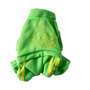 Green sports pet sweatshirt with cartoon embroidery for small dogs and cats