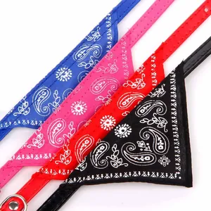 Detailed view of colorful pet bandana collars featuring stylish paisley patterns for cats