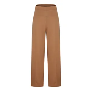 Close-up of high-waisted yoga pants with functional side pockets and vertical seam detail